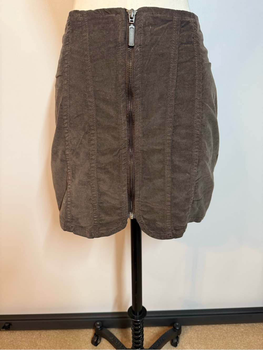 We The Free Brown Corduroy Zip-Front Mini Skort